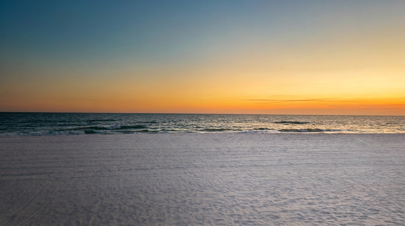 Sunset over the Gulf of Mexico at Panama City Beach